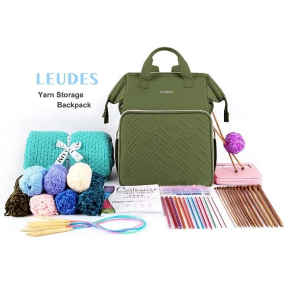 Knitting Bag Backpack,Yarn Storage Organizer Large Crochet Bag Tote - Picture 6 of 7